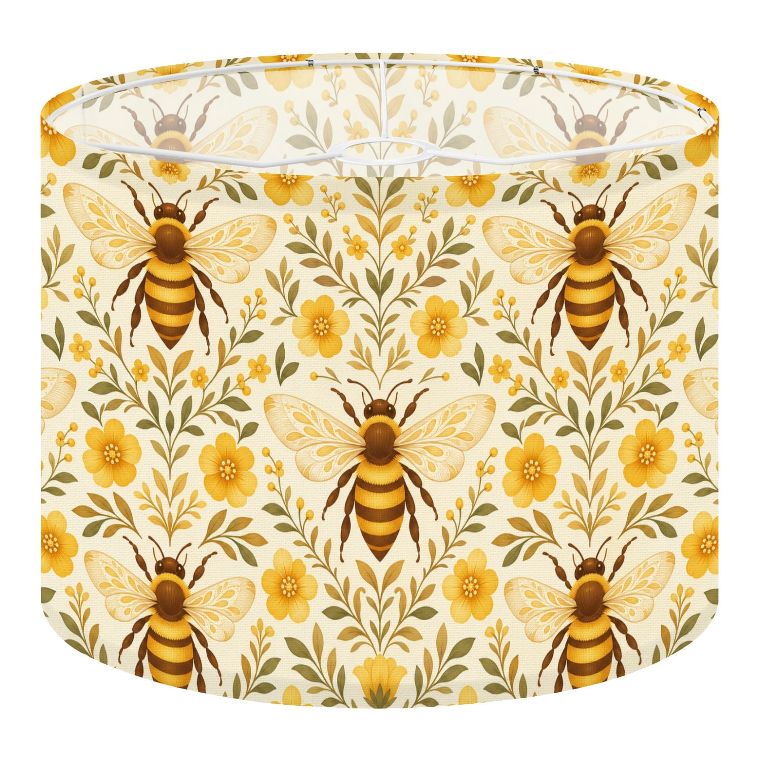 Linen Drum Lampshades Honey Bees Floral Botanical Vintage Botanical ...