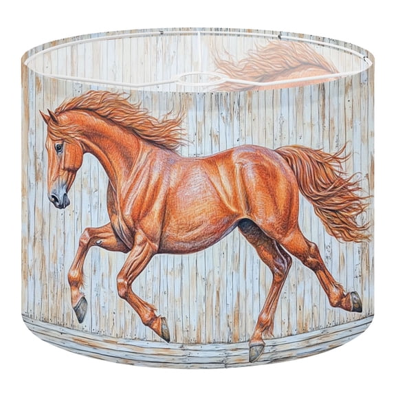 Linen Drum Lampshades Large Horse Brown Horse Rustic Wood Plank Effect Animal Portrait Horse 13"x13"x10" Light Shade for Table Lamps Floor Lamp Shades Lampshade Replacement Assembly Required