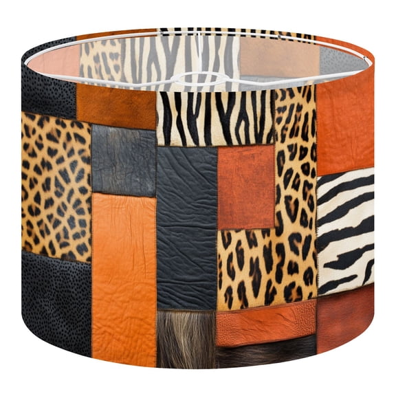 Linen Drum Lampshades Leopard Print Zebra Stripes Leather Texture Faux Fur Natural Animal 13"x13"x10" Light Shade for Table Lamps Floor Lamp Shades Lampshade Replacement Assembly Required