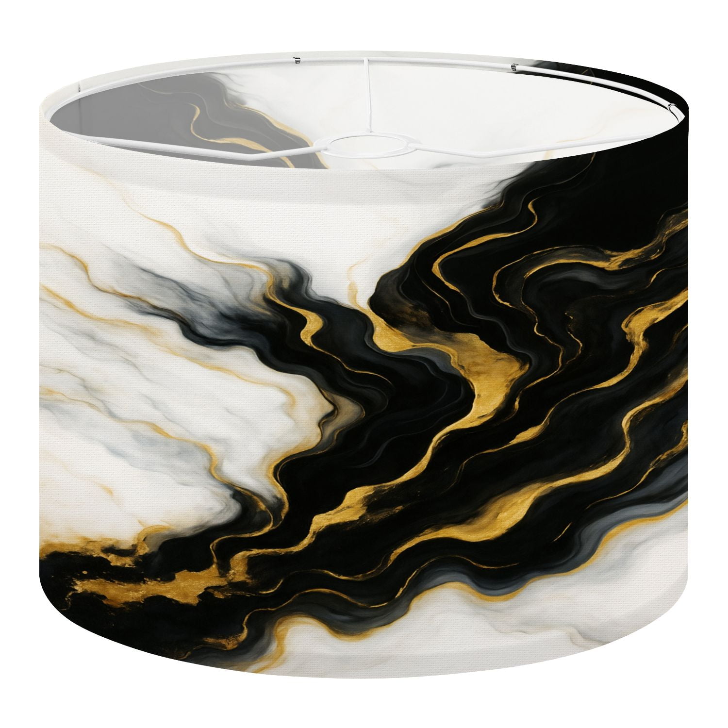 Linen Drum Lampshades Luxury Black Gold Abstract Fluid Art 13"x13"x10" Light Shade for Table Lamps Floor Lamp Shades Lampshade Replacement Assembly Required