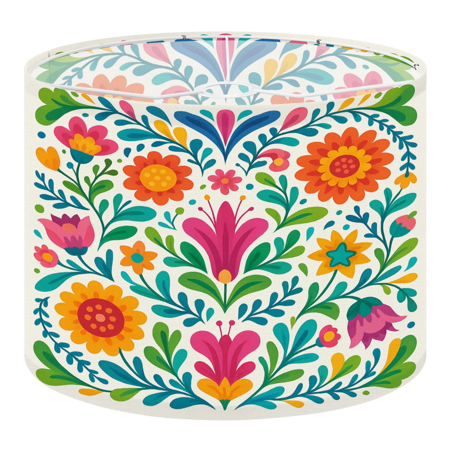 Linen Drum Lampshades Mexican flower Mexican ethnic embroidery decoration Flower 13"x13"x10" Light Shade for Table Lamps Floor Lamps Drum Lamp Shades Lampshade Replacement Assembly Required