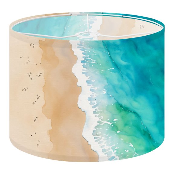 Linen Drum Lampshades Minimalist Beach Sandy Shore Turquoise Waves Coastal Summer 13"x13"x10" Light Shade for Table Lamps Floor Lamp Shades Lampshade Replacement Assembly Required