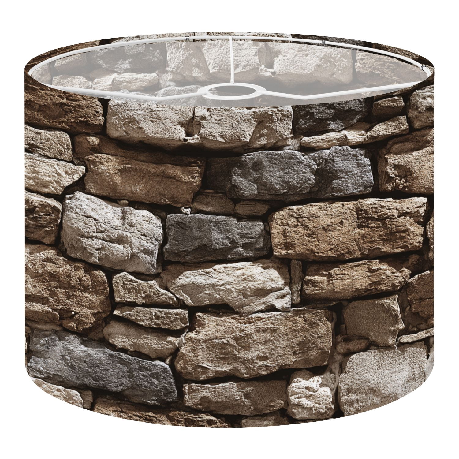 Linen Drum Lampshades Natural Stone Wall Texture Neutral Earth Tones 13"x13"x10" Light Shade for Table Lamps Floor Lamps Drum Lamp Shades Lampshade Replacement Assembly Required