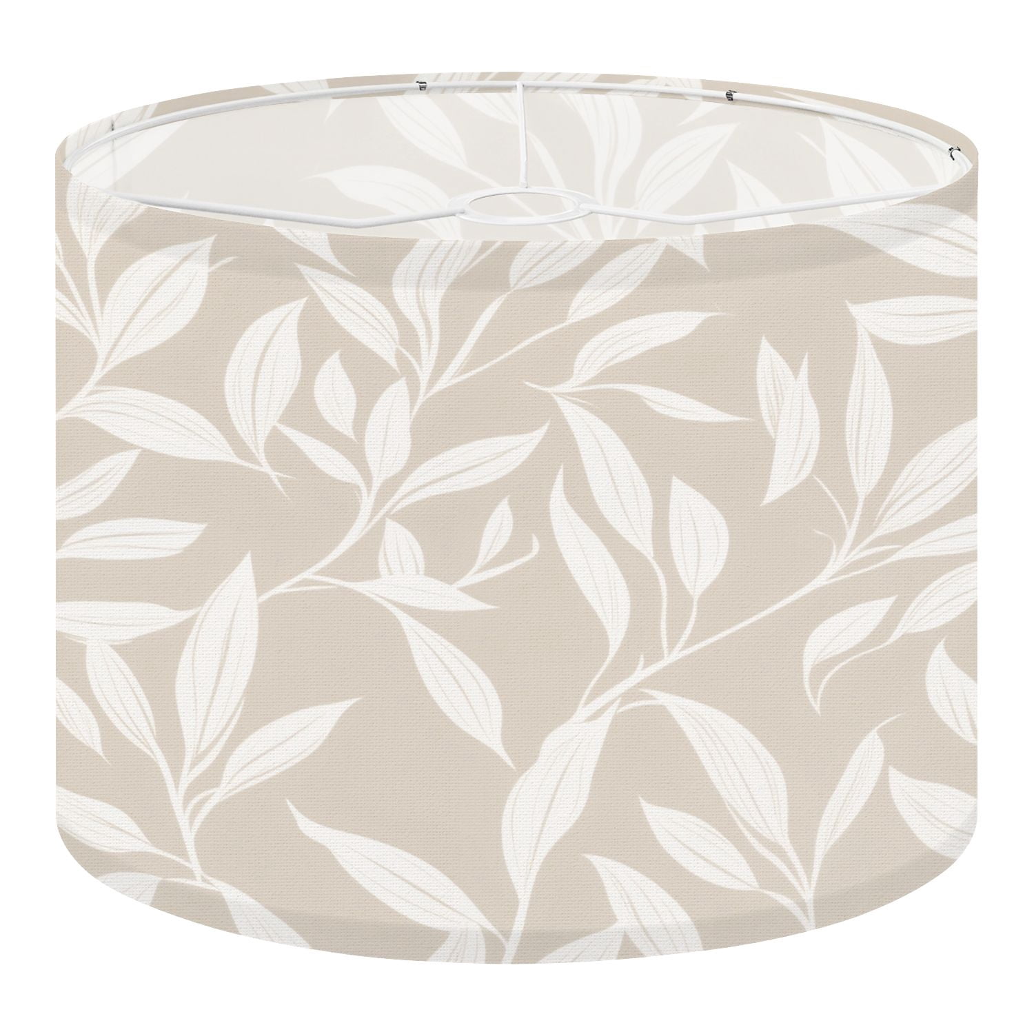 Linen Drum Lampshades Neutral Colour Tropical Leaf design for fashion textiles 13"x13"x10" Light Shade for Table Lamps Floor Lamps Drum Lamp Shades Lampshade Replacement Assembly Required