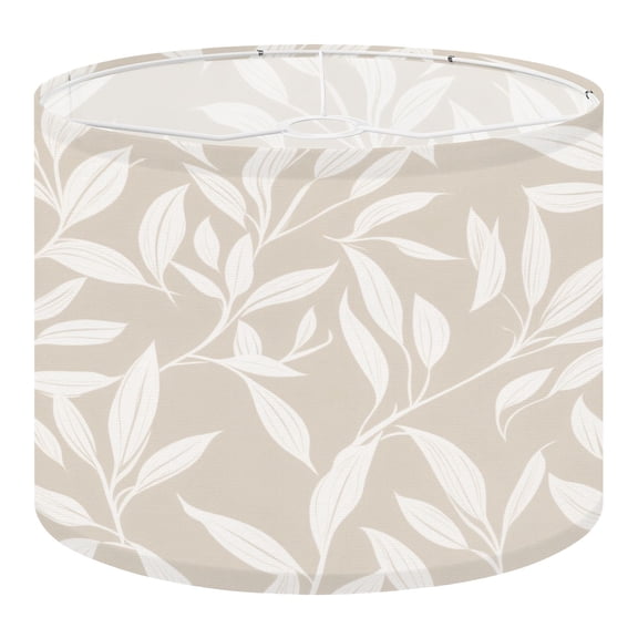 Linen Drum Lampshades Neutral Colour Tropical Leaf design for fashion textiles 13"x13"x10" Light Shade for Table Lamps Floor Lamps Drum Lamp Shades Lampshade Replacement Assembly Required