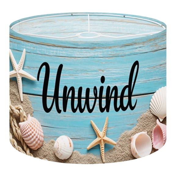 Linen Drum Lampshades Ocean Beach Wood Relax Soak Unwind Breathe Wooden Turquoise Weathered 13"x13"x10" Light Shade for Table Lamps Floor Lamp Shades Lampshade Replacement Assembly Required