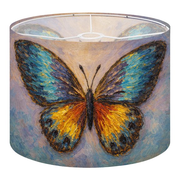Linen Drum Lampshades Oil painting beautiful butterfly abstract 13"x13"x10" Light Shade for Table Lamps Floor Lamp Shades Lampshade Replacement Assembly Required