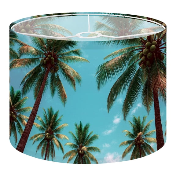 Linen Drum Lampshades Palm Trees 13"x13"x10" Light Shade for Table Lamps Floor Lamps Drum Lamp Shades Chandelier Lamp Shades Lampshade Replacement Assembly Required