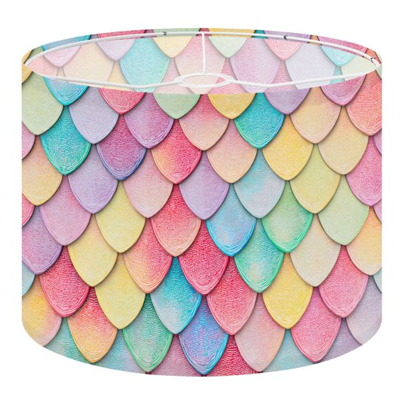 Linen Drum Lampshades Pastel Rainbow Scales Soft vintage 13"x13"x10" Light Shade for Table Lamps Floor Lamp Shades Lampshade Replacement Assembly Required