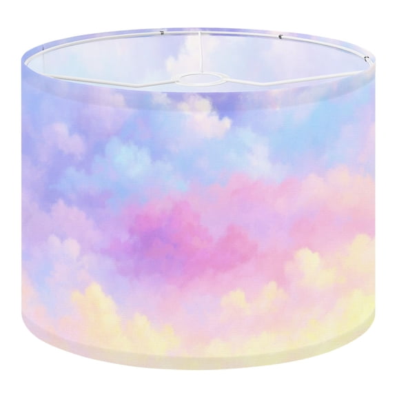 Linen Drum Lampshades Pastel cloudy sky 13"x13"x10" Light Shade for Table Lamps Floor Lamps Drum Lamp Shades Chandelier Lamp Shades Lampshade Replacement Assembly Required