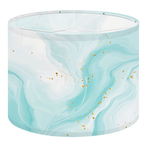 Linen Drum Lampshades Pastel cyan mint liquid marble watercolor wavy lines brush stains Teal 13"x13"x10" Light Shade for Table Lamps Floor Lamp Shades Lampshade Replacement Assembly Required