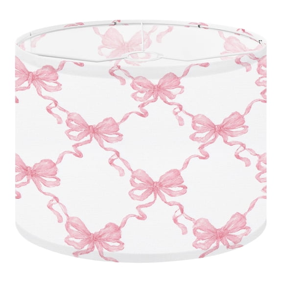 Linen Drum Lampshades Pink Bow Ribbon White 13"x13"x10" Light Shade for Table Lamps Floor Lamp Shades Lampshade Replacement Assembly Required