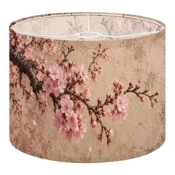 Linen Drum Lampshades Pink Cherry Blossom Delicate Blooms Charming 13 ...