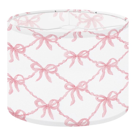 Linen Drum Lampshades Pink Ribbon Bow Soft Watercolor Texture White 13"x13"x10" Light Shade for Table Lamps Floor Lamp Shades Lampshade Replacement Assembly Required