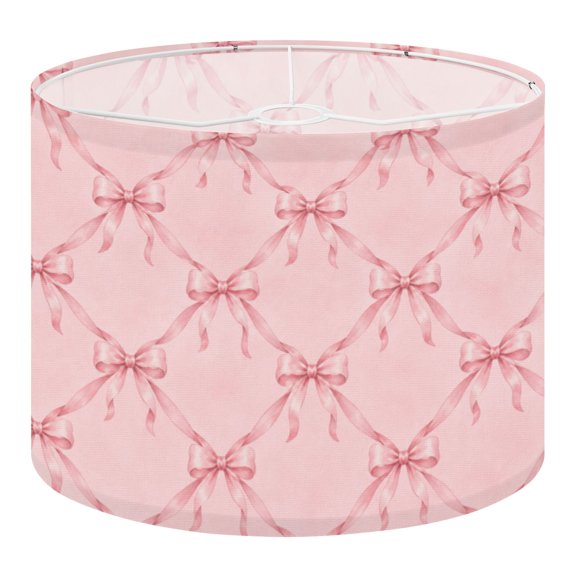 Linen Drum Lampshades Pink Ribbons Bows 13"x13"x10" Light Shade for Table Lamps Floor Lamp Shades Lampshade Replacement Assembly Required
