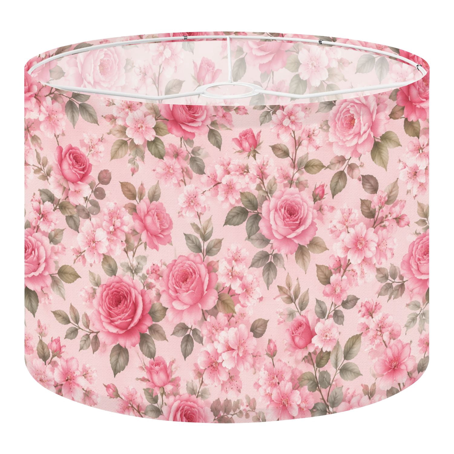 Shade Cloth For Roses Linen Drum Lampshades Pink Roses Cherry Floral Pastel 13