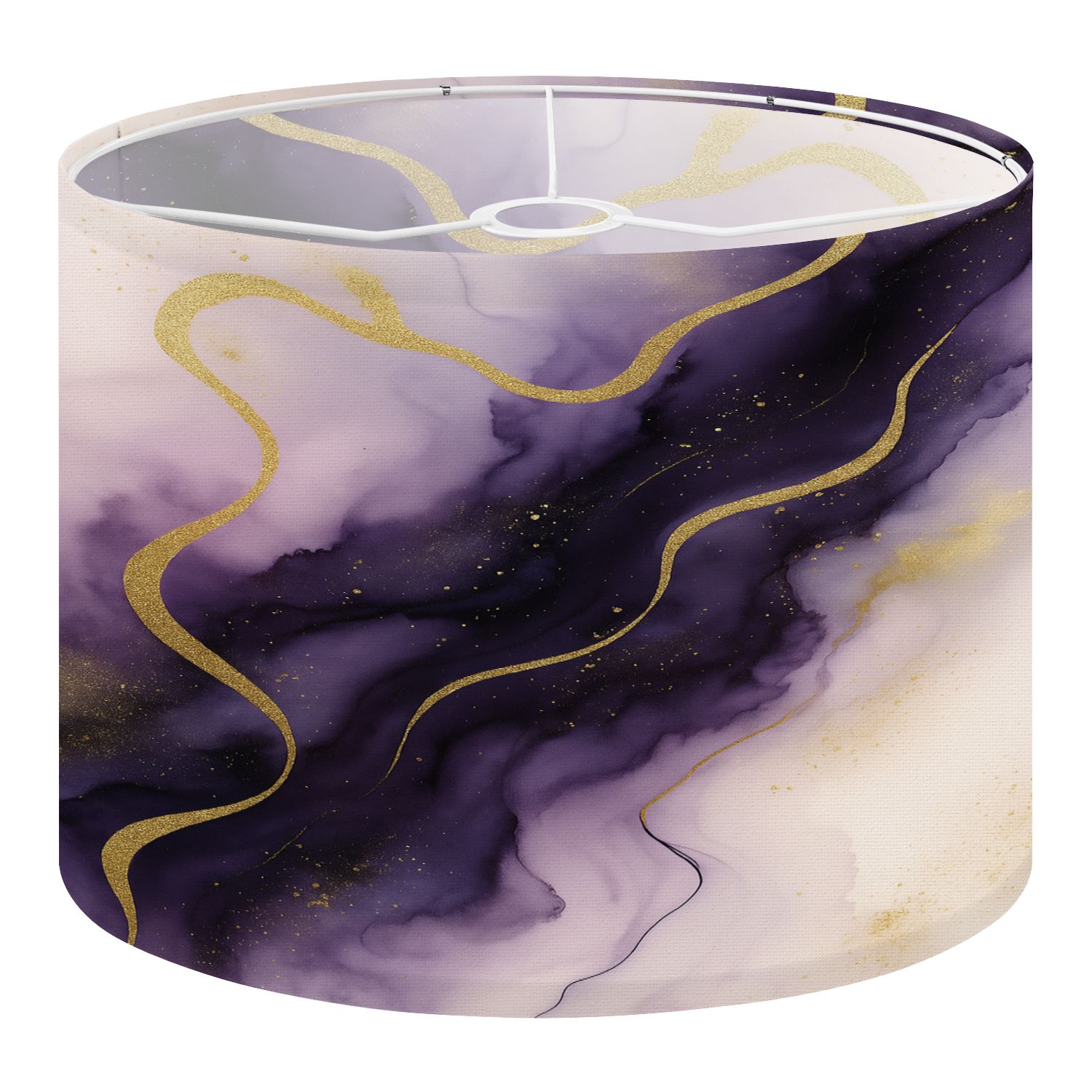 Linen Drum Lampshades Purple marble gold stripes alcohol ink Luxury violet black watercolor 13"x13"x10" Light Shade for Table Lamps Floor Lamp Shades Lampshade Replacement Assembly Required