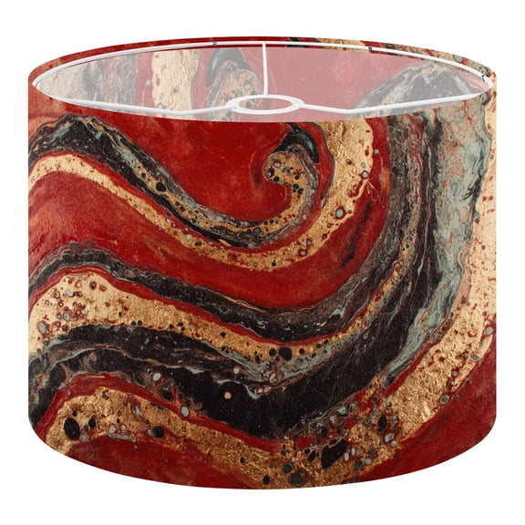 Linen Drum Lampshades Red Abstract Marble Burgundy Black Malachite Gold Veins Aesthetic 13"x13"x10" Light Shade for Table Lamps Floor Lamps Drum Lamp Shades Lampshade Replacement Assembly Required