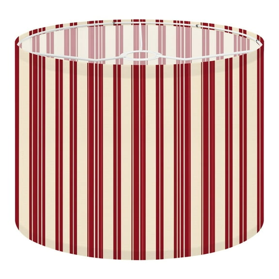 Linen Drum Lampshades Red Cream Vertical Stripes Thin Lines 13"x13"x10" Light Shade for Table Lamps Floor Lamps Drum Lamp Shades Lampshade Replacement Assembly Required