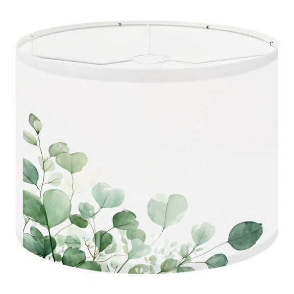 Linen Drum Lampshades Rustic sage green eucalyptus design Trendy floral design Natural 13"x13"x10" Light Shade for Table Lamps Floor Lamps Drum Lamp Shades Lampshade Replacement Assembly Required