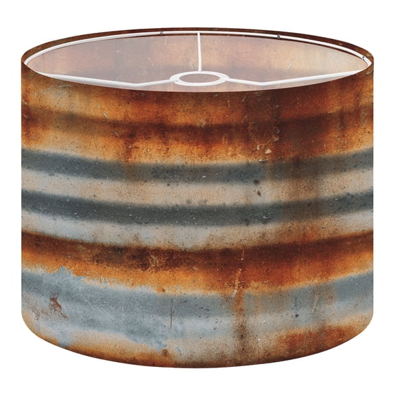 Linen Drum Lampshades Rusty Corrugated Metal Texture Horizontal Weathered Stripes 13"x13"x10" Light Shade for Table Lamps Floor Lamp Shades Lampshade Replacement Assembly Required
