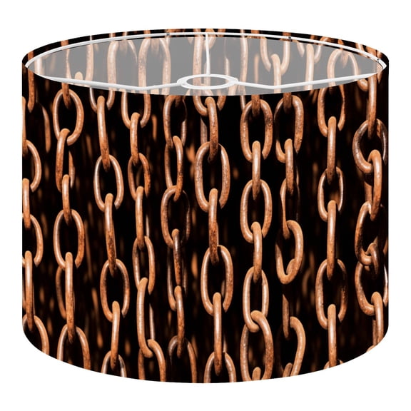 Linen Drum Lampshades Rusty Metal Chains Patterned Grid Steampunk 13"x13"x10" Light Shade for Table Lamps Floor Lamp Shades Lampshade Replacement Assembly Required