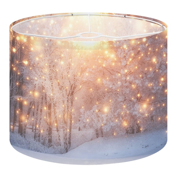 Linen Drum Lampshades Scenic Christmas 13"x13"x10" Light Shade for Table Lamps Floor Lamps Drum Lamp Shades Chandelier Lamp Shades Lampshade Replacement Assembly Required