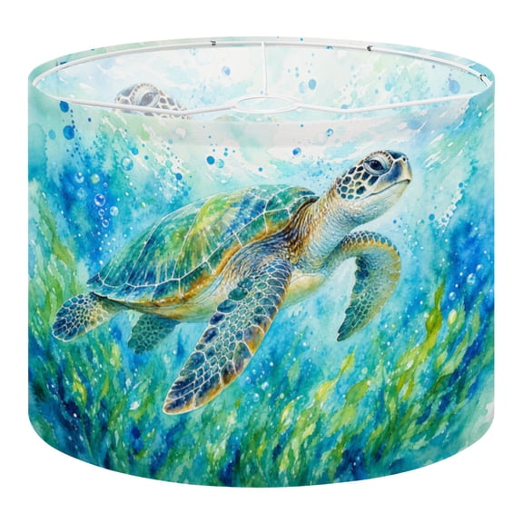 Linen Drum Lampshades Sea Turtle Watercolor Turquoise Shell Ocean Marine Life 13"x13"x10" Light Shade for Table Lamps Floor Lamp Shades Lampshade Replacement Assembly Required