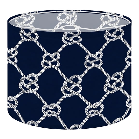 Linen Drum Lampshades Seamless nautical rope Endless navy white loop Marine 13"x13"x10" Light Shade for Table Lamps Floor Lamp Shades Lampshade Replacement Assembly Required