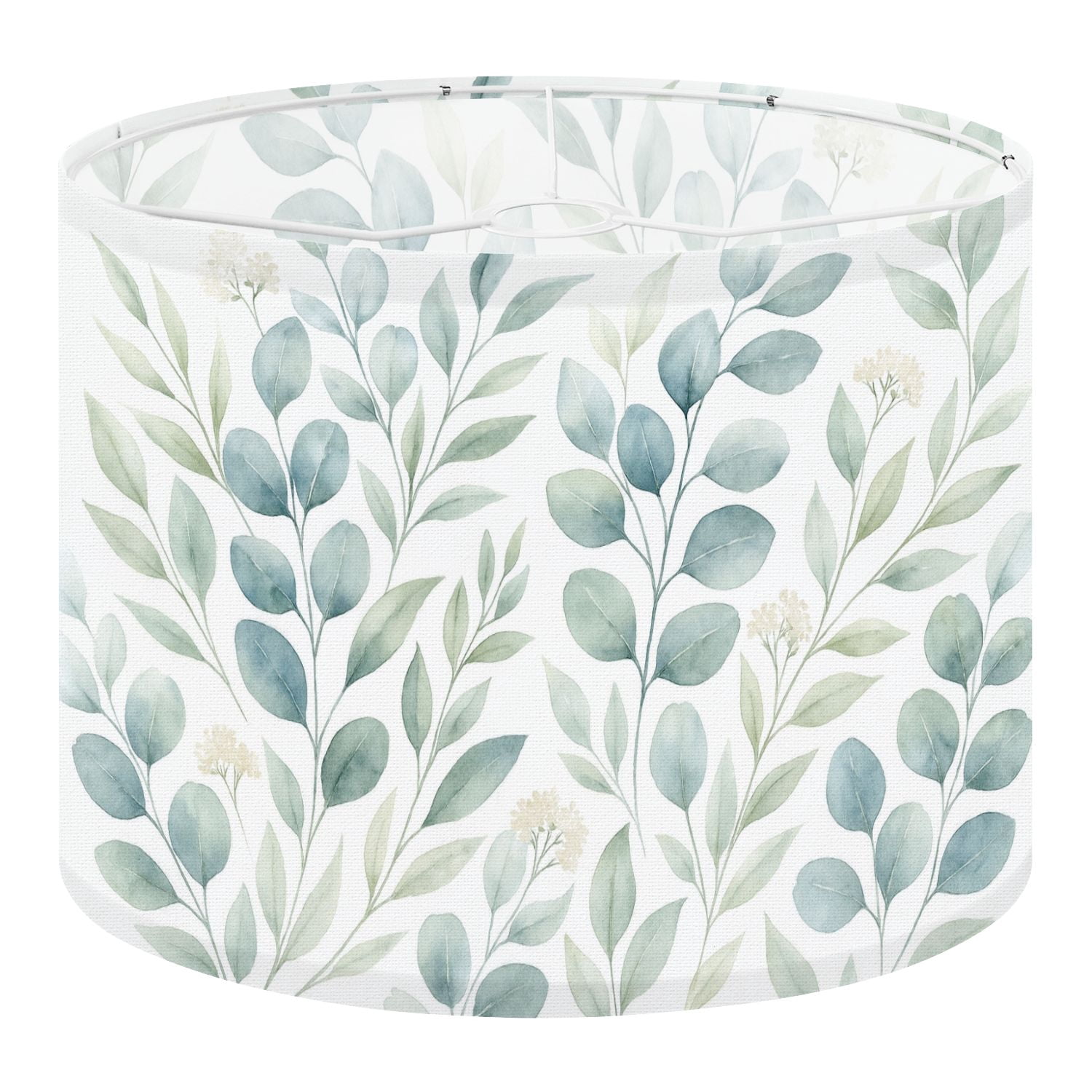 Linen Drum Lampshades Seamless watercolor floral green leaves branches composition white for 13"x13"x10" Light Shade for Table Lamps Floor Lamp Shades Lampshade Replacement Assembly Required