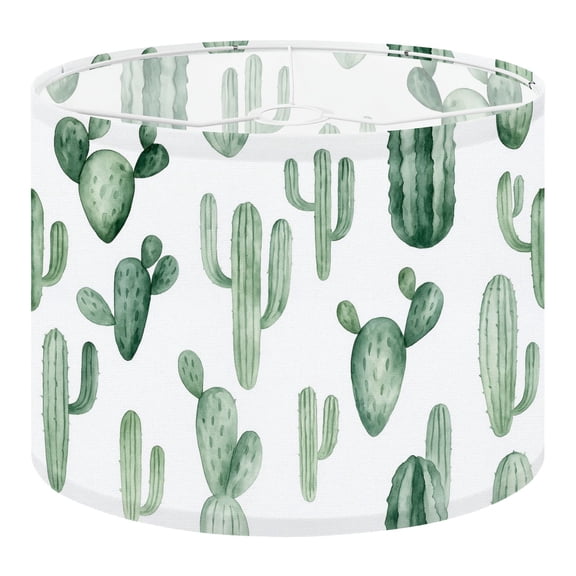 Linen Drum Lampshades Seamless watercolor hand exotic cactus Set tropic succulents 13"x13"x10" Light Shade for Table Lamps Floor Lamps Drum Lamp Shades Lampshade Replacement Assembly Required