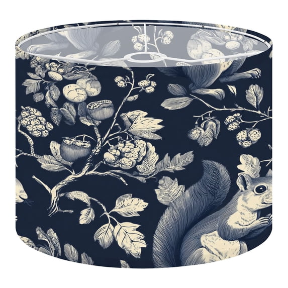 Linen Drum Lampshades Squirrel Berry Branches Vintage Botanical Style 13"x13"x10" Light Shade for Table Lamps Floor Lamp Shades Lampshade Replacement Assembly Required