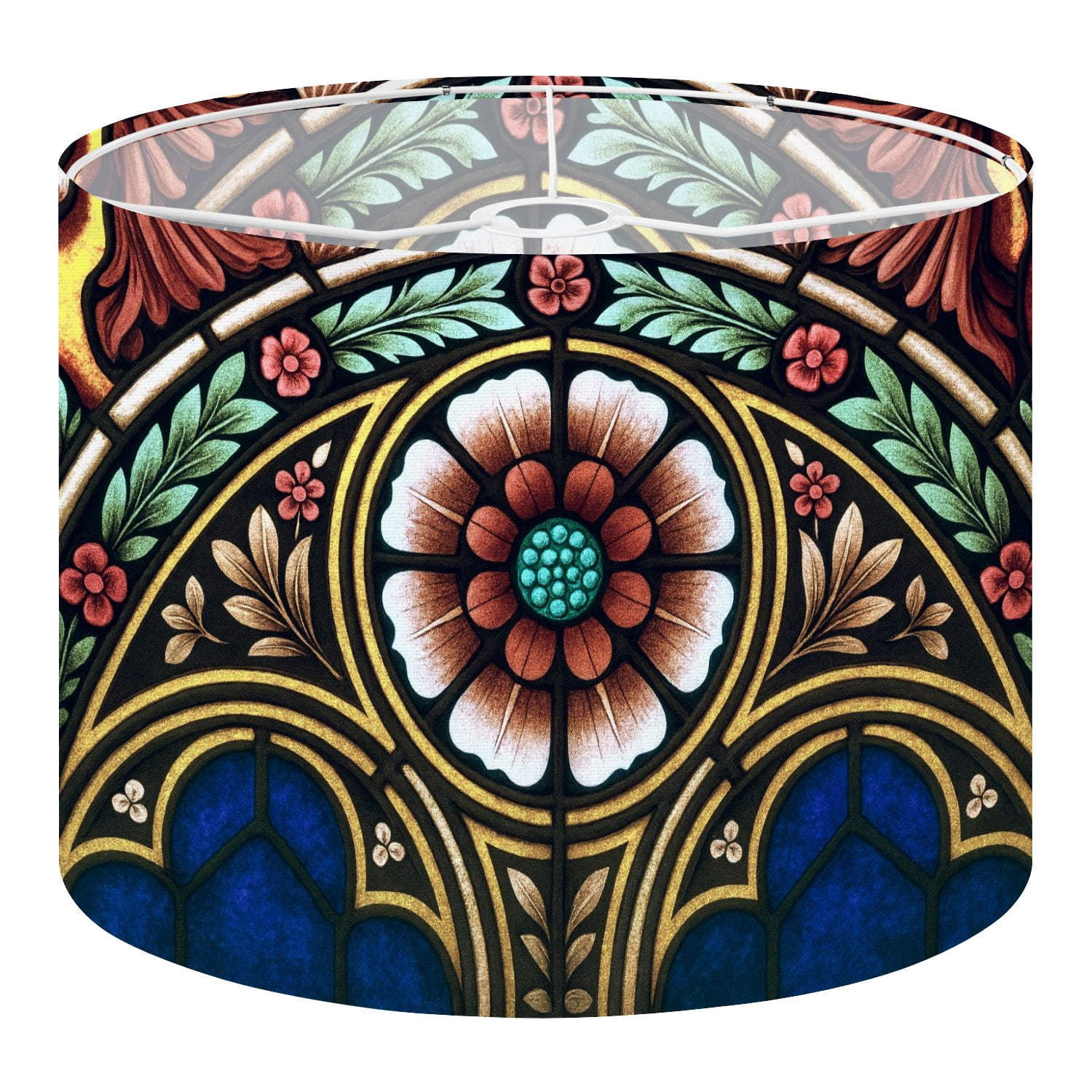 Linen Drum Lampshades Stained glass detail 13"x13"x10" Light Shade for Table Lamps Floor Lamps Drum Lamp Shades Chandelier Lamp Shades Lampshade Replacement Assembly Required