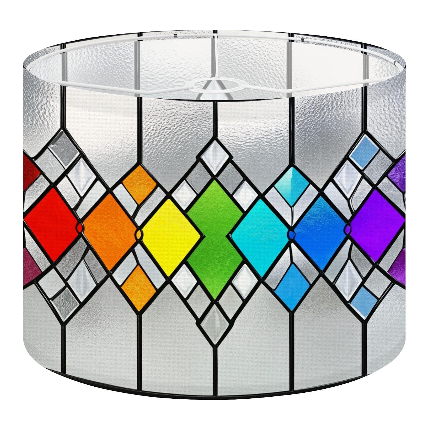 Linen Drum Lampshades Stained glass window geometric colorful Abstract modern 13"x13"x10" Light Shade for Table Lamps Floor Lamps Drum Lamp Shades Lampshade Replacement Assembly Required