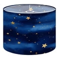 thumbnail image 1 of Linen Drum Lampshades Starry Night Watercolor Gold Stars Deep Blue 13"x13"x10" Light Shade for Table Lamps Floor Lamp Shades Lampshade Replacement Assembly Required, 1 of 8