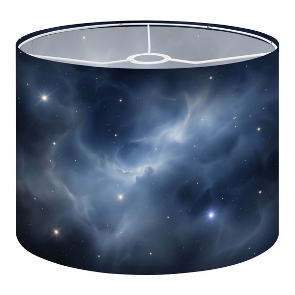 Linen Drum Lampshades Starry Sky Soft Nebula Clouds Deep Blue 13"x13"x10" Light Shade for Table Lamps Floor Lamp Shades Lampshade Replacement Assembly Required