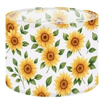 Linen Drum Lampshades Sunflower seamless Yellow summer floral white Repeating 13"x13"x10" Light Shade for Table Lamps Floor Lamps Drum Lamp Shades Lampshade Replacement Assembly Required