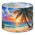 thumbnail image 1 of Linen Drum Lampshades Sunset Beach Palm Tree Ocean Waves Watercolor Coastal 13"x13"x10" Light Shade for Table Lamps Floor Lamp Shades Lampshade Replacement Assembly Required, 1 of 8