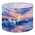 thumbnail image 1 of Linen Drum Lampshades Sunset Wall Art Ocean Sunset Skyline Seascape Pictures Ocean Waves 13"x13"x10" Light Shade for Table Lamps Floor Lamp Shades Lampshade Replacement Assembly Required, 1 of 8