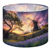 Linen Drum Lampshades Texas Landscape Texas Wildflowers Rustic Windmill Farmland Sunset 13x13x10 Light Shade for Table Lamps Floor Lamp Shades Lampshade Replacement Assembly Required