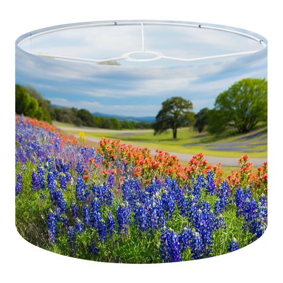 Linen Drum Lampshades Texas wildflowers awash morning sunshine 13"x13"x10" Light Shade for Table Lamps Floor Lamp Shades Lampshade Replacement Assembly Required