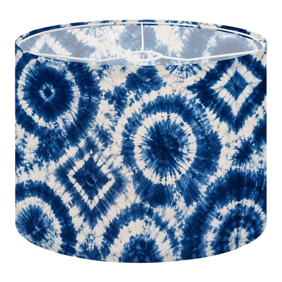 Linen Drum Lampshades Tie Dye boho vintage Circular Diamond Shapes ...