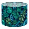 thumbnail image 1 of Linen Drum Lampshades Tropical Monstera Palm Leaves Seamless Teal Emerald Tones 13"x13"x10" Light Shade for Table Lamps Floor Lamp Shades Lampshade Replacement Assembly Required, 1 of 8