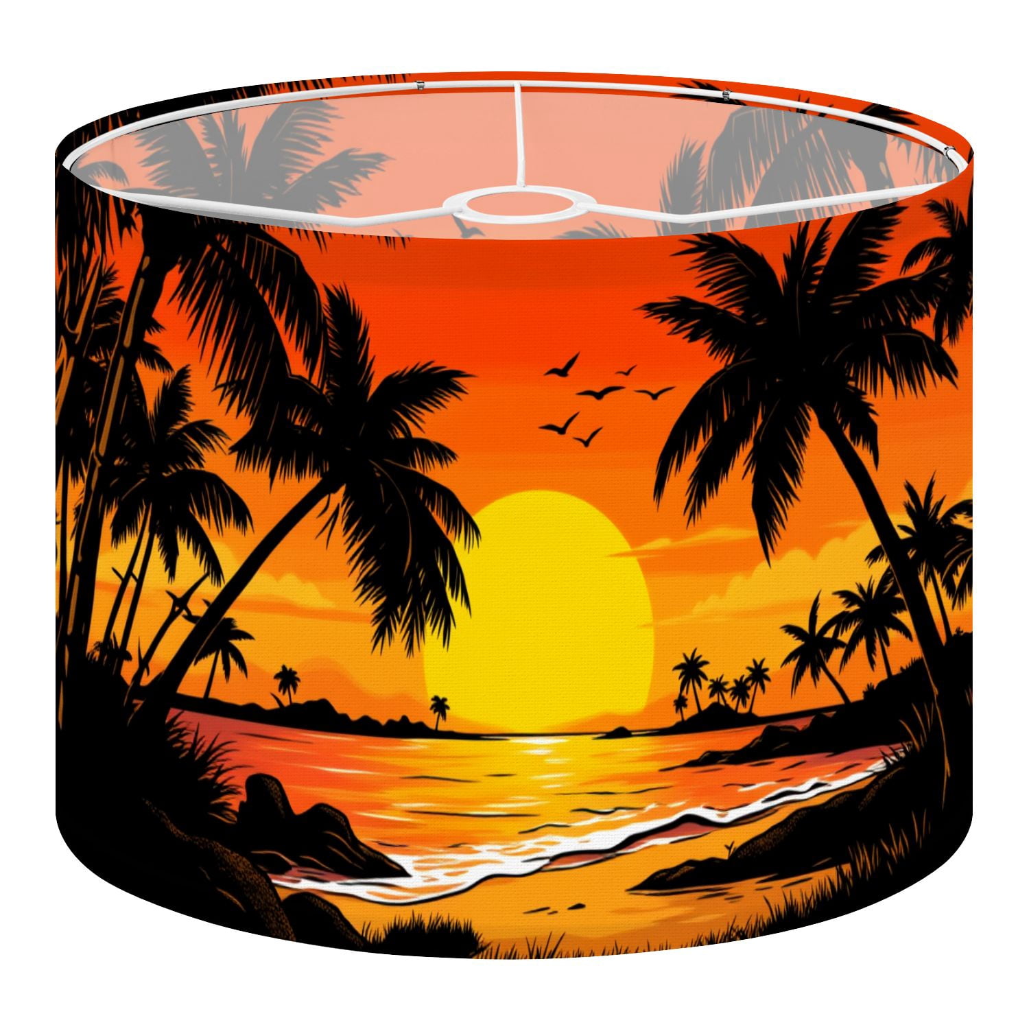 Large 13x13x10 Inch Fabric Drum Lamp Shade For Floor Lamps – Bohemian Pattern, Fits E27/E26/E14 With Adapter Rings