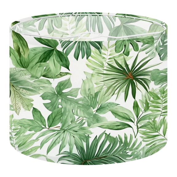 Linen Drum Lampshades Tropical leaves dense jungle hand painted watercolor 13"x13"x10" Light Shade for Table Lamps Floor Lamps Drum Lamp Shades Lampshade Replacement Assembly Required