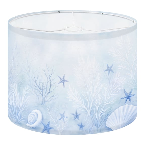 Linen Drum Lampshades Underwater Coral Reef Scene Starfish Shells Soft Blue Foliage 13"x13"x10" Light Shade for Table Lamps Floor Lamp Shades Lampshade Replacement Assembly Required