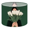 thumbnail image 1 of Linen Drum Lampshades Vintage Emerald Green Abstract Woman Funky Feminine Girl 13"x13"x10" Light Shade for Table Lamps Floor Lamps Drum Lamp Shades Lampshade Replacement Assembly Required, 1 of 8