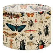 Linen Drum Lampshades Vintage Entomology Colorful Butterflies Beetles Antique 13"x13"x10" Light Shade for Table Lamps Floor Lamp Shades Lampshade Replacement Assembly Required