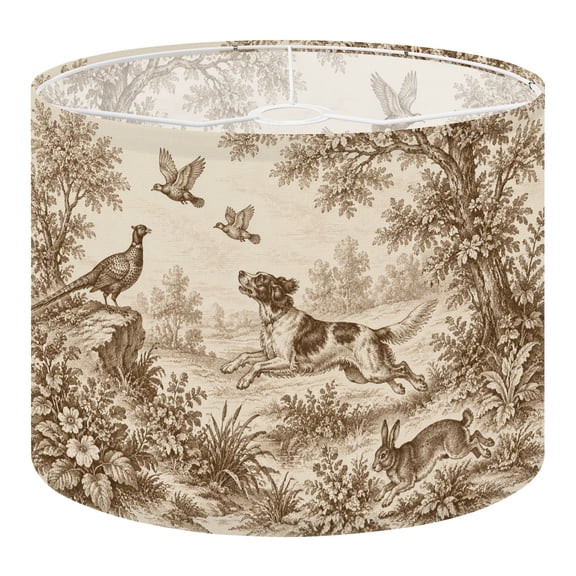Linen Drum Lampshades Vintage Hunting wildlife Dog Birds Rabbit Woodland Landscape 13"x13"x10" Light Shade for Table Lamps Floor Lamp Shades Lampshade Replacement Assembly Required