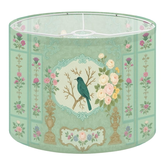 Linen Drum Lampshades Vintage Victorian pastel floral wall Baroque wall Rococo 13"x13"x10" Light Shade for Table Lamps Floor Lamps Drum Lamp Shades Lampshade Replacement Assembly Required